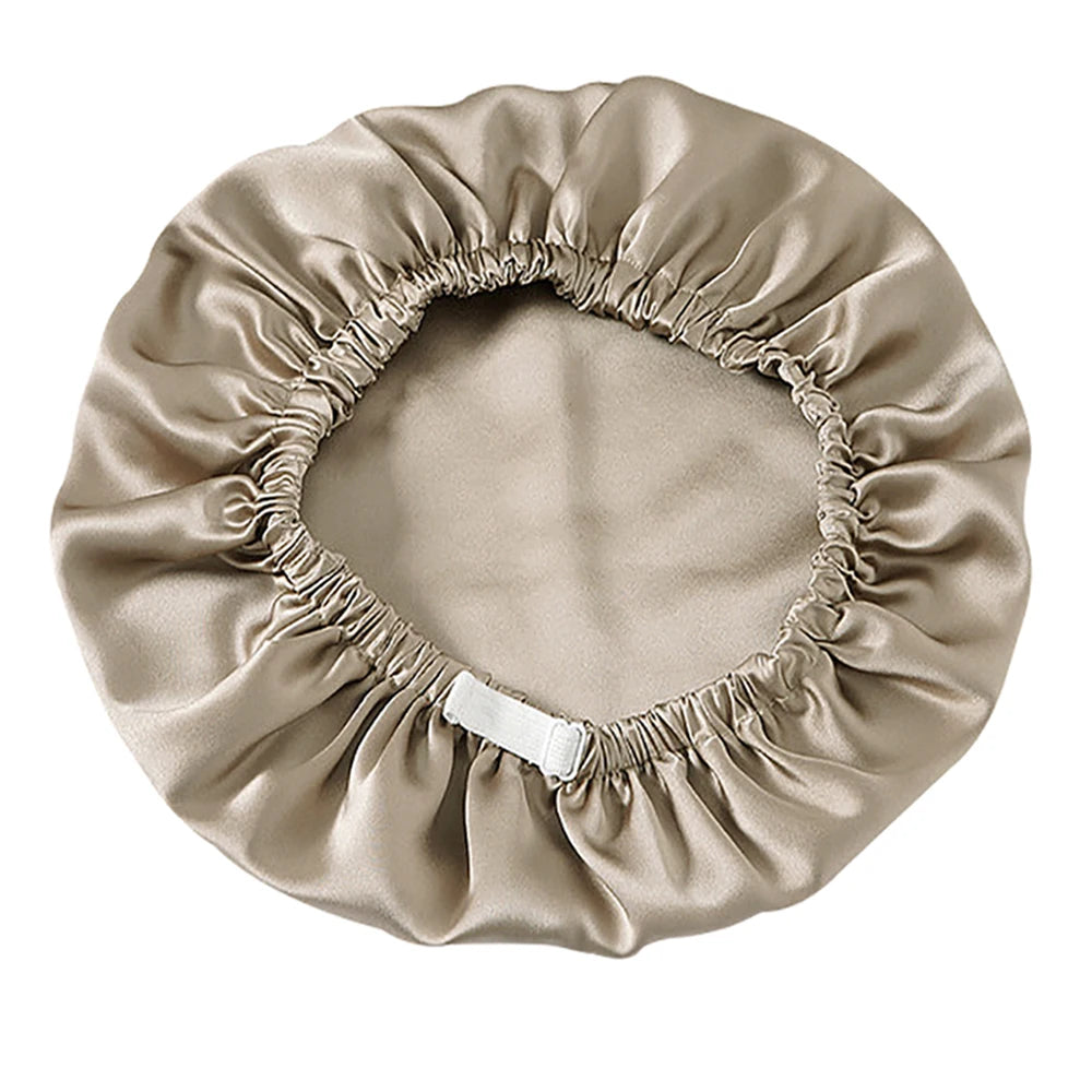 100% Pure Mulberry Silk Bonnet Sleep Cap Adjustable Silk Night Cap Double Layer Hair Wrap Elastic Headwrap for Women 19 Monne