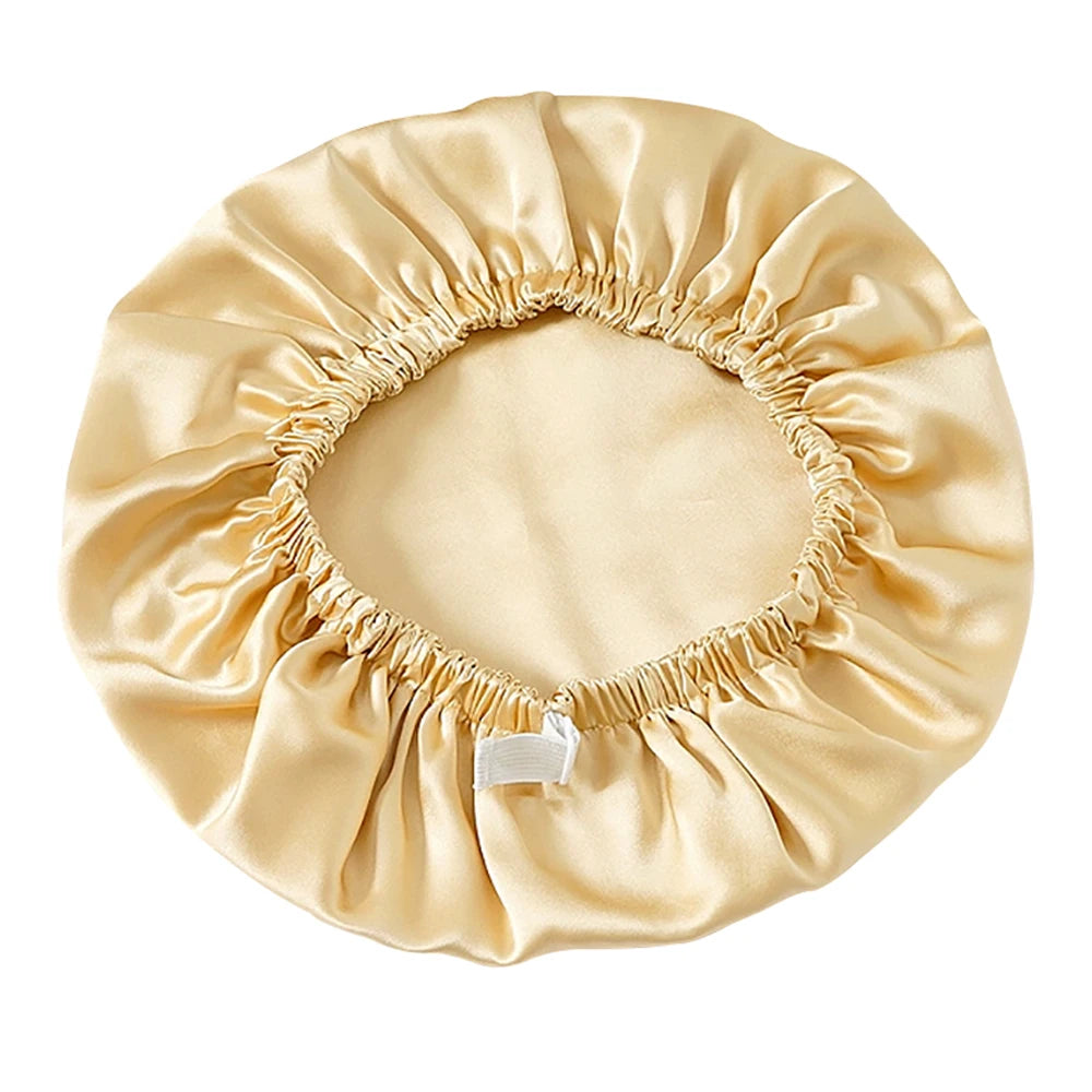 100% Pure Mulberry Silk Bonnet Sleep Cap Adjustable Silk Night Cap Double Layer Hair Wrap Elastic Headwrap for Women 19 Monne