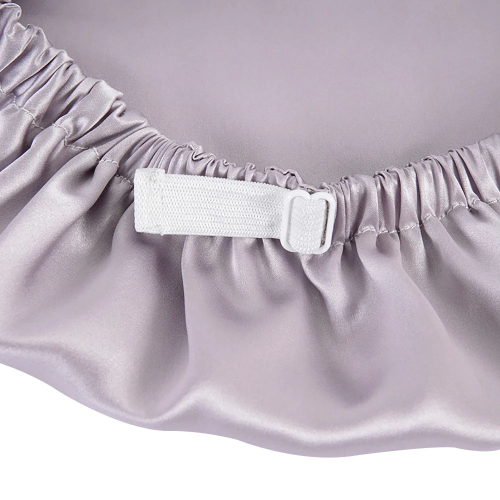 100% Pure Mulberry Silk Bonnet Sleep Cap Adjustable Silk Night Cap Double Layer Hair Wrap Elastic Headwrap for Women 19 Monne