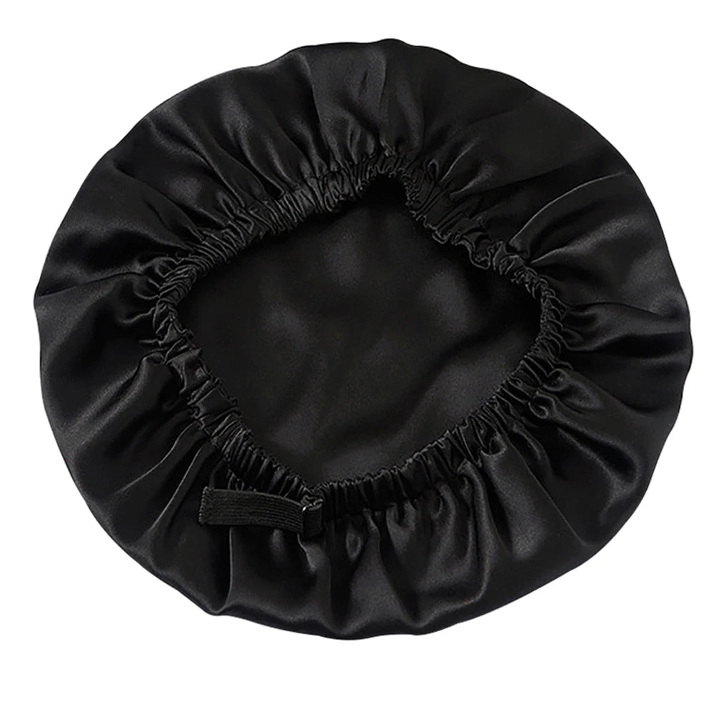 100% Pure Mulberry Silk Bonnet Sleep Cap Adjustable Silk Night Cap Double Layer Hair Wrap Elastic Headwrap for Women 19 Monne