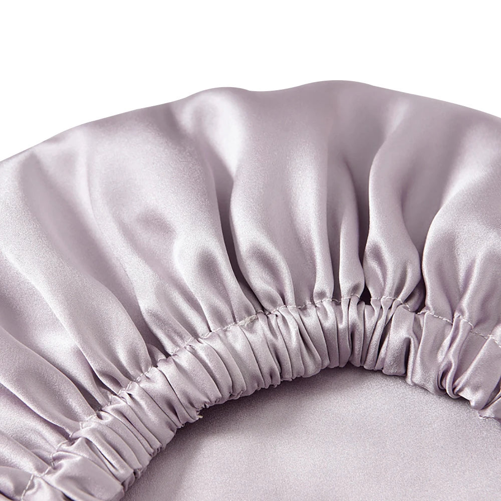 100% Pure Mulberry Silk Bonnet Sleep Cap Adjustable Silk Night Cap Double Layer Hair Wrap Elastic Headwrap for Women 19 Monne