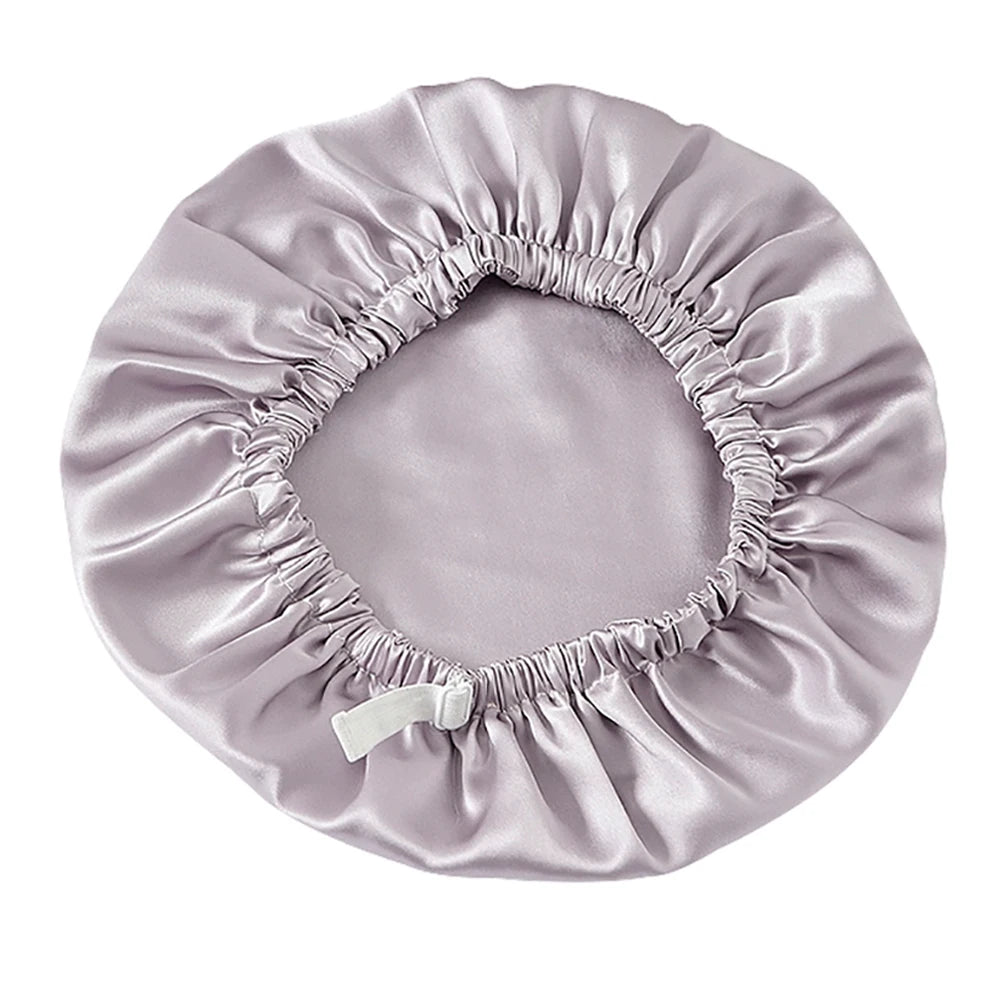 100% Pure Mulberry Silk Bonnet Sleep Cap Adjustable Silk Night Cap Double Layer Hair Wrap Elastic Headwrap for Women 19 Monne