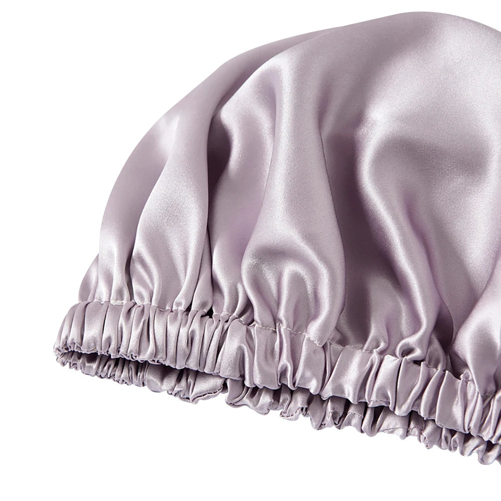 100% Pure Mulberry Silk Bonnet Sleep Cap Adjustable Silk Night Cap Double Layer Hair Wrap Elastic Headwrap for Women 19 Monne