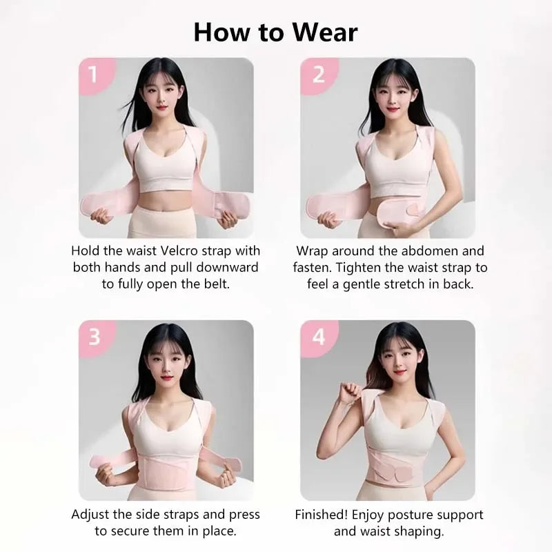 Posture Corrector | Adjustable Back Support Belt for Abdominal Waist Correction,  Spine Alignment Waist Trainer Unisex