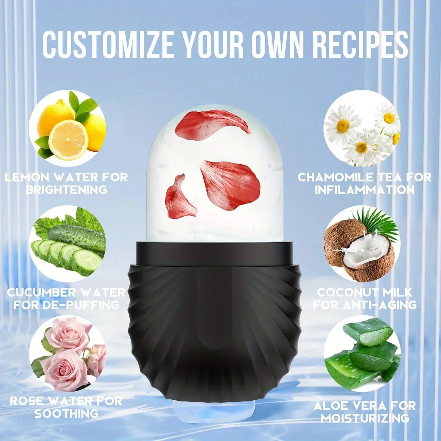 Ice Face Roller, Reusable Silicone Mold Face Massage Eye Facial Beauty Skin Care Tools Apply Ice for Shrink Pores Anti Wrinkle