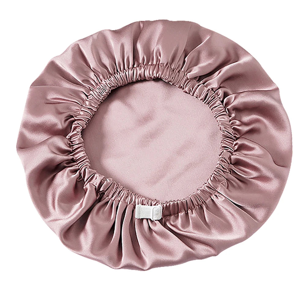 100% Pure Mulberry Silk Bonnet Sleep Cap Adjustable Silk Night Cap Double Layer Hair Wrap Elastic Headwrap for Women 19 Monne