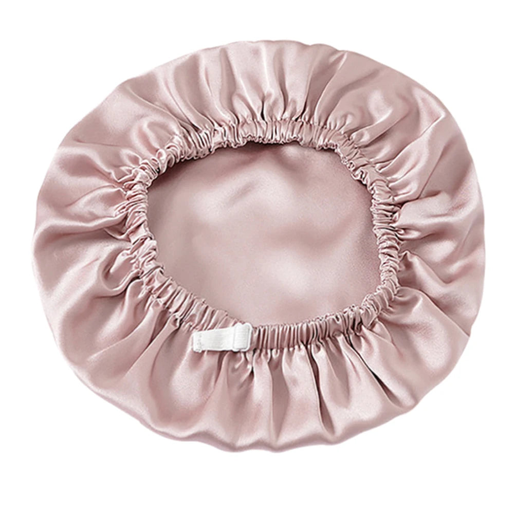 100% Pure Mulberry Silk Bonnet Sleep Cap Adjustable Silk Night Cap Double Layer Hair Wrap Elastic Headwrap for Women 19 Monne
