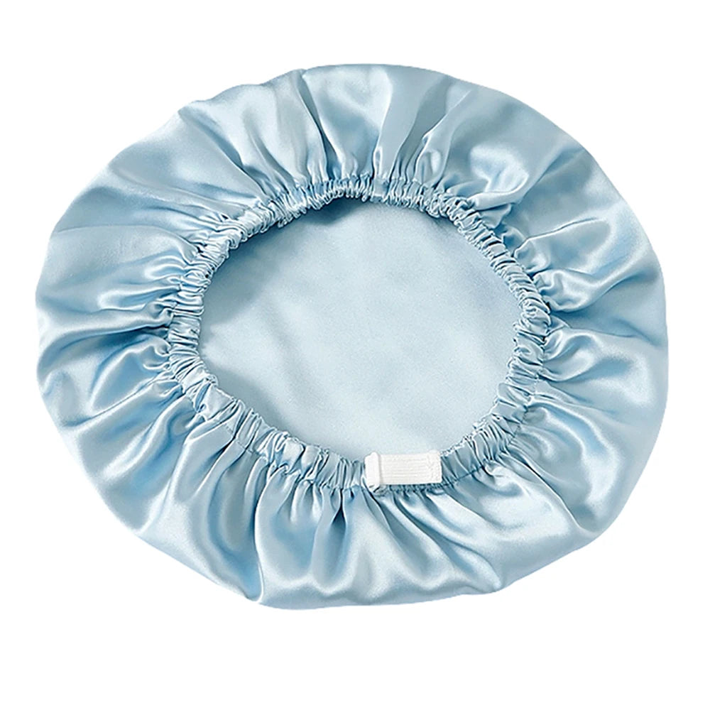 100% Pure Mulberry Silk Bonnet Sleep Cap Adjustable Silk Night Cap Double Layer Hair Wrap Elastic Headwrap for Women 19 Monne